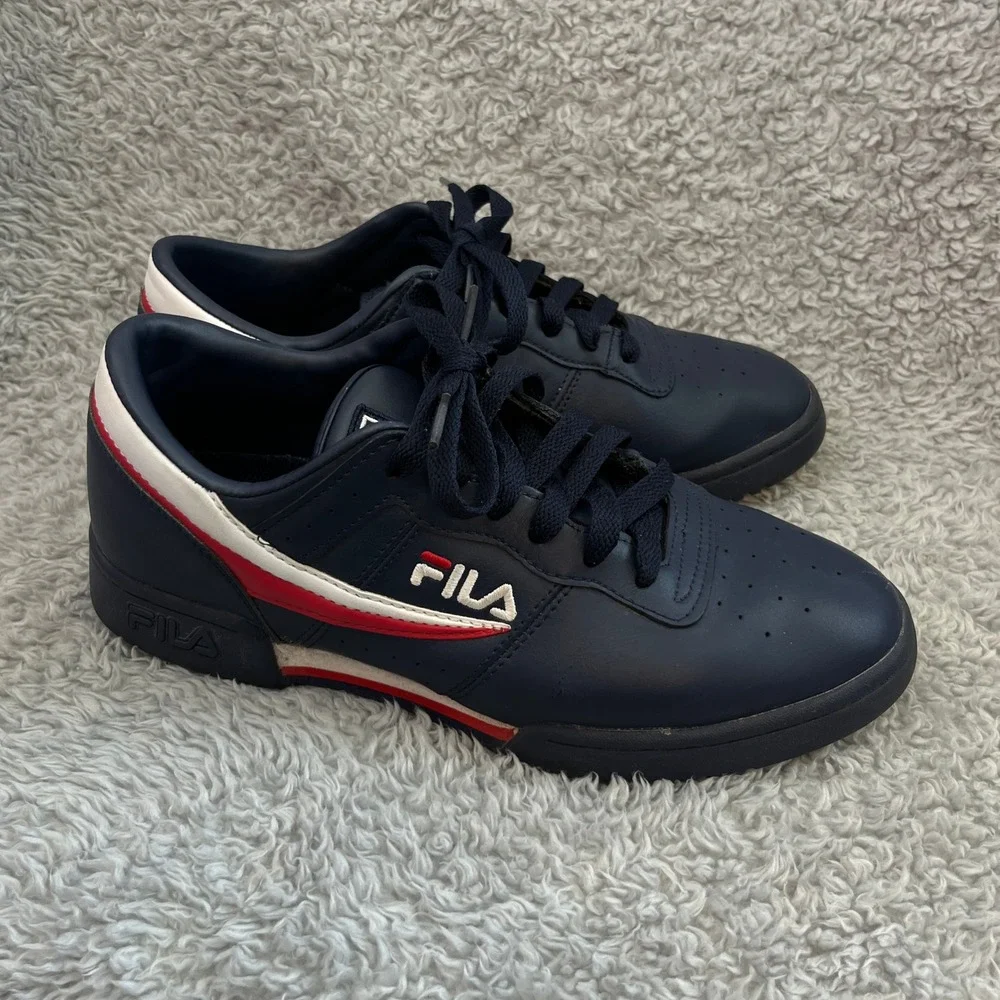 Fila Original Fitness Sneakers Mens 8.5 Navy Blue Red White 11F16LT-460 - Picture 8 of 13